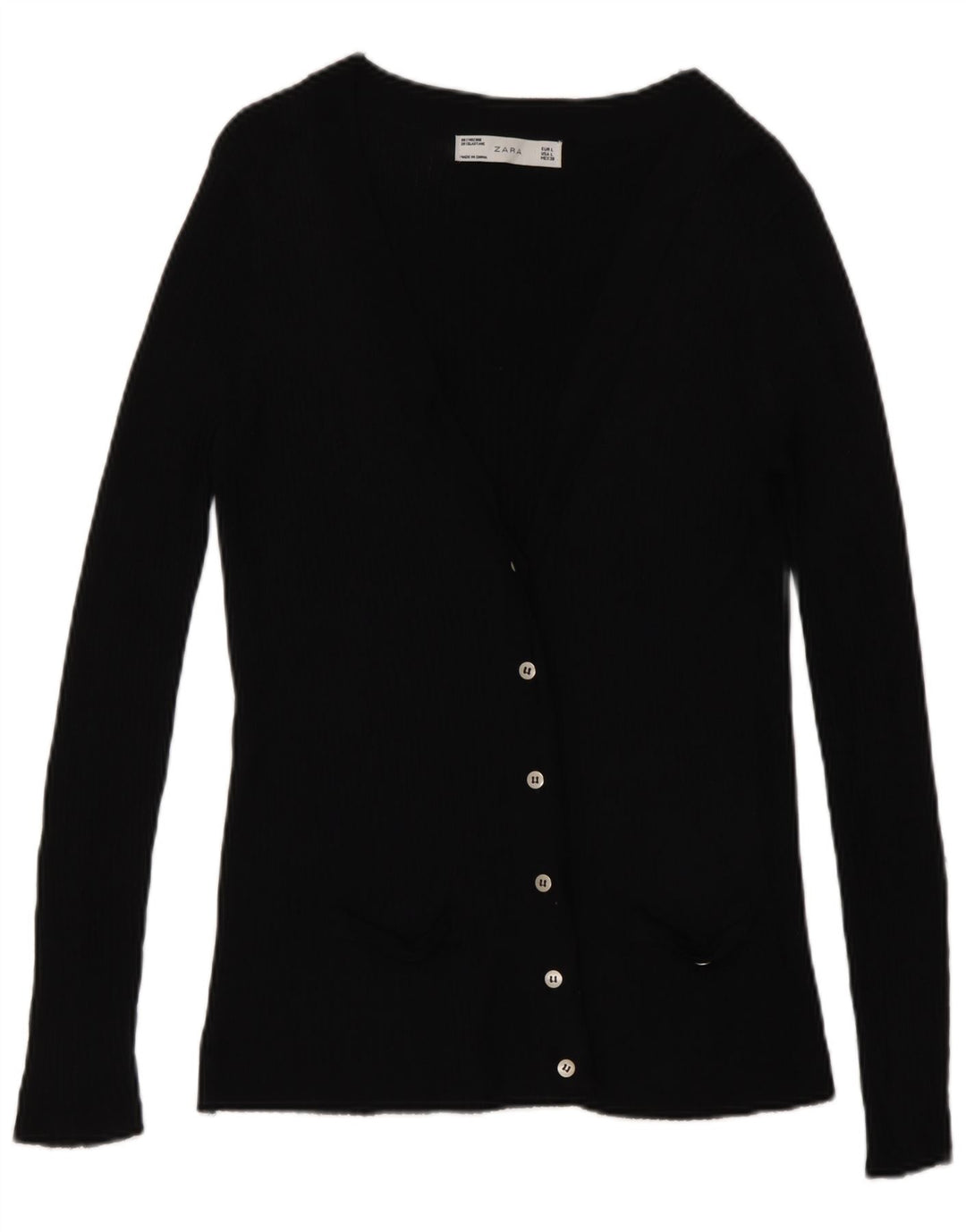 Maglione cardigan da donna Zara UK 14 grande viscosa nera