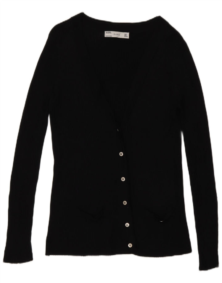 Maglione cardigan da donna Zara UK 14 grande viscosa nera