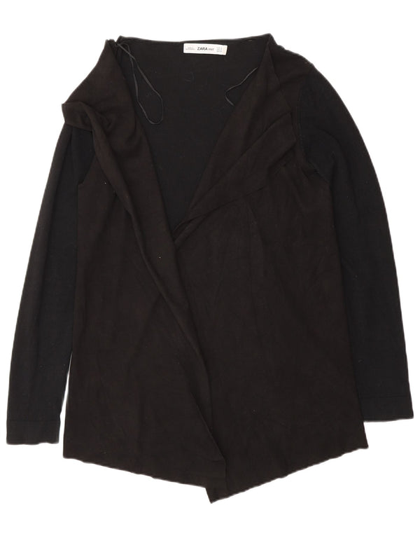 Maglione cardigan aperto da uomo Zara UK 10 piccolo in viscosa nera
