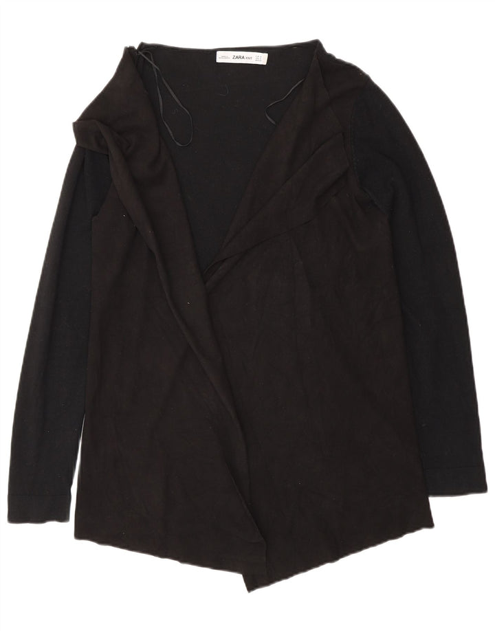 Maglione cardigan aperto da uomo Zara UK 10 piccolo in viscosa nera