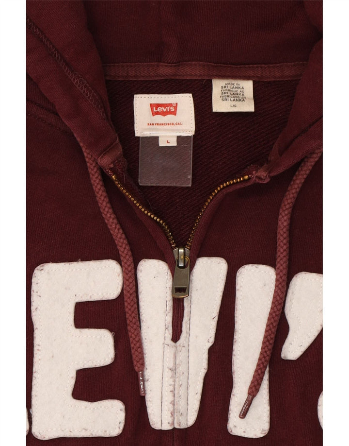 LEVI'S Felpa con cappuccio con zip grafica da uomo grande in cotone marrone