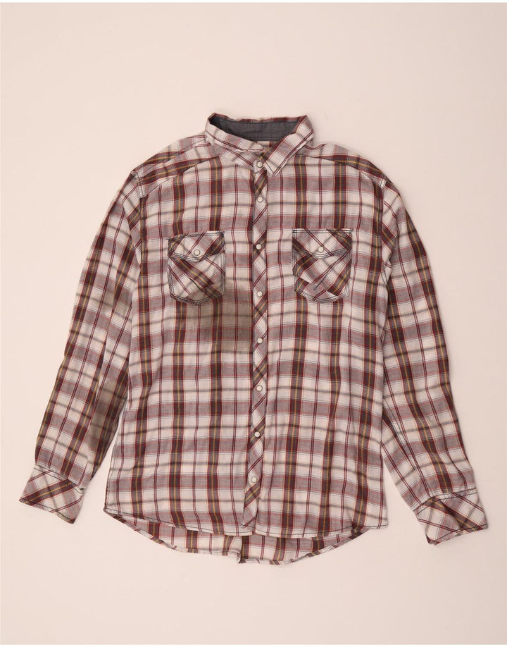 Camicia da uomo in flanella a quadri BKE XL in cotone a quadri bordeaux