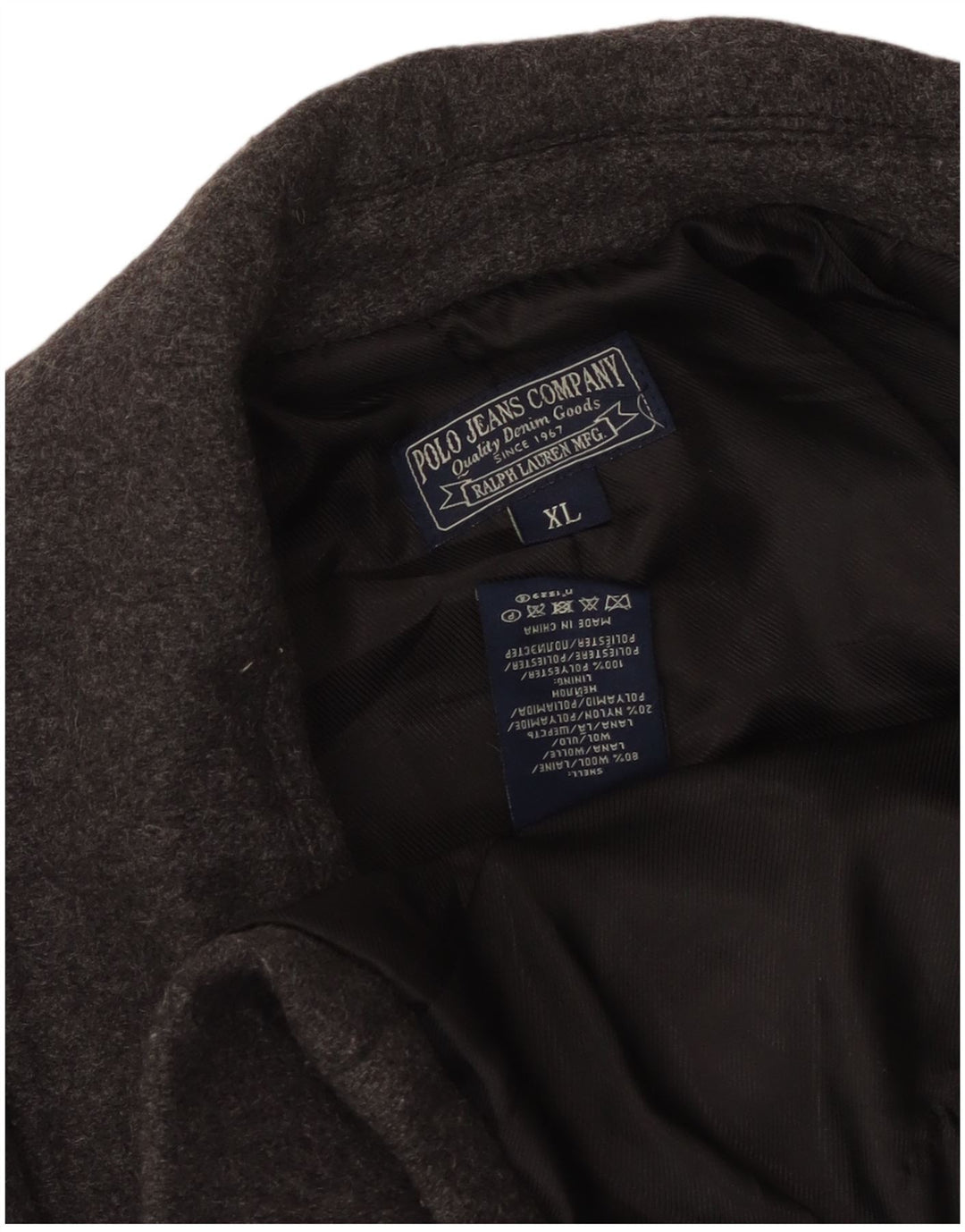 Polo Ralph Lauren Cappotto da marinaio da donna UK 18 XL Lana grigia