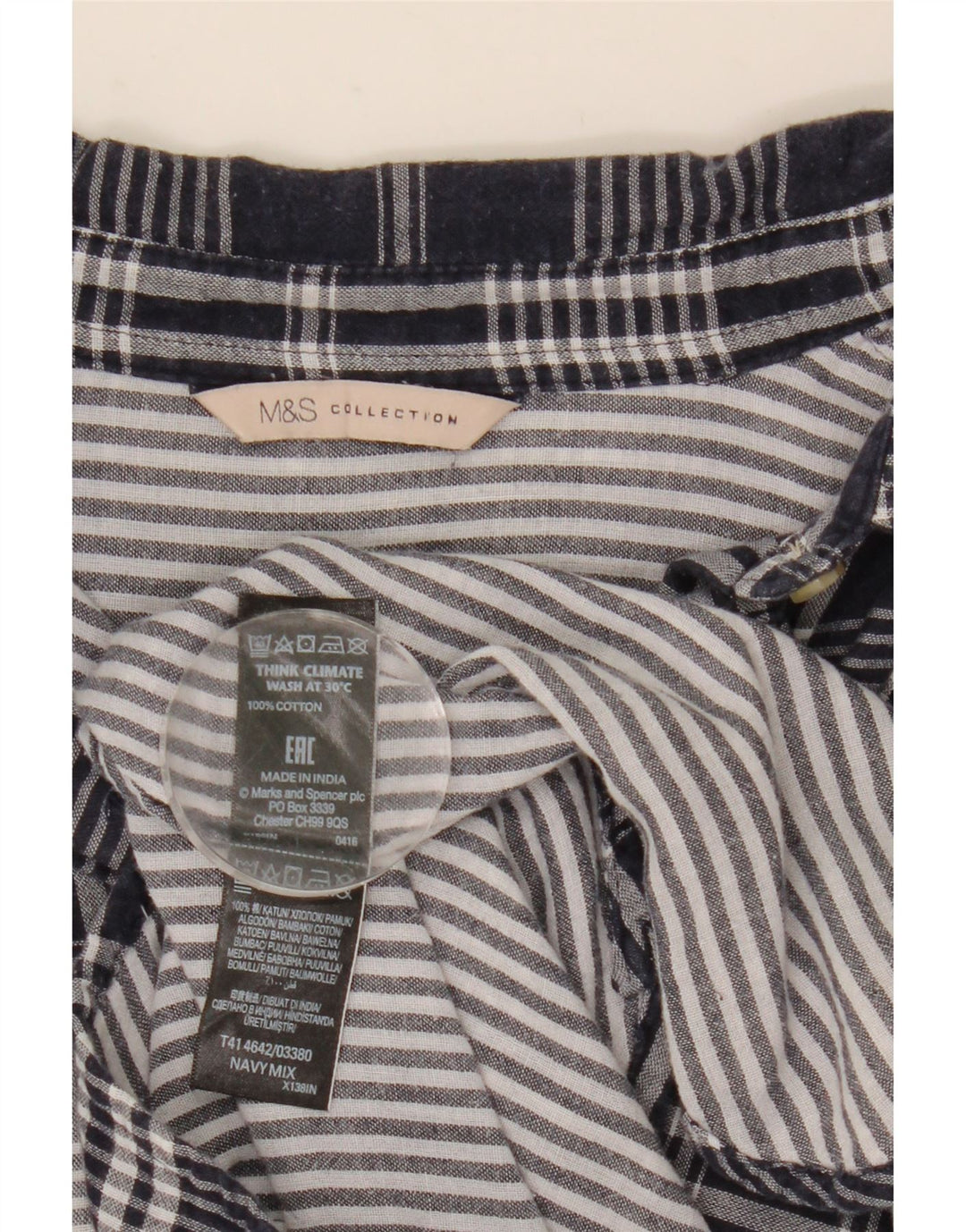 Camicia oversize da donna Marks & Spencer UK 8 piccola in cotone a quadri blu navy