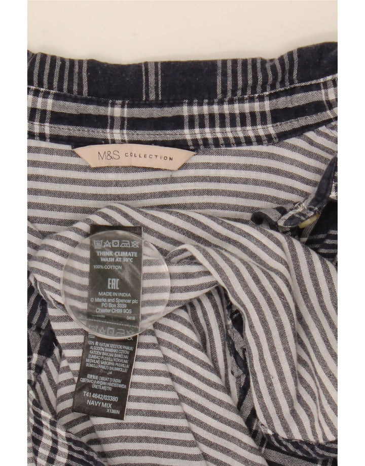 Camicia oversize da donna Marks & Spencer UK 8 piccola in cotone a quadri blu navy
