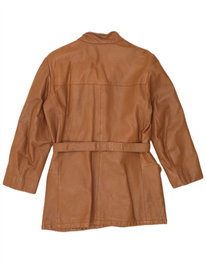 Giacca in pelle da donna vintage IT 44 in pelle marrone medio