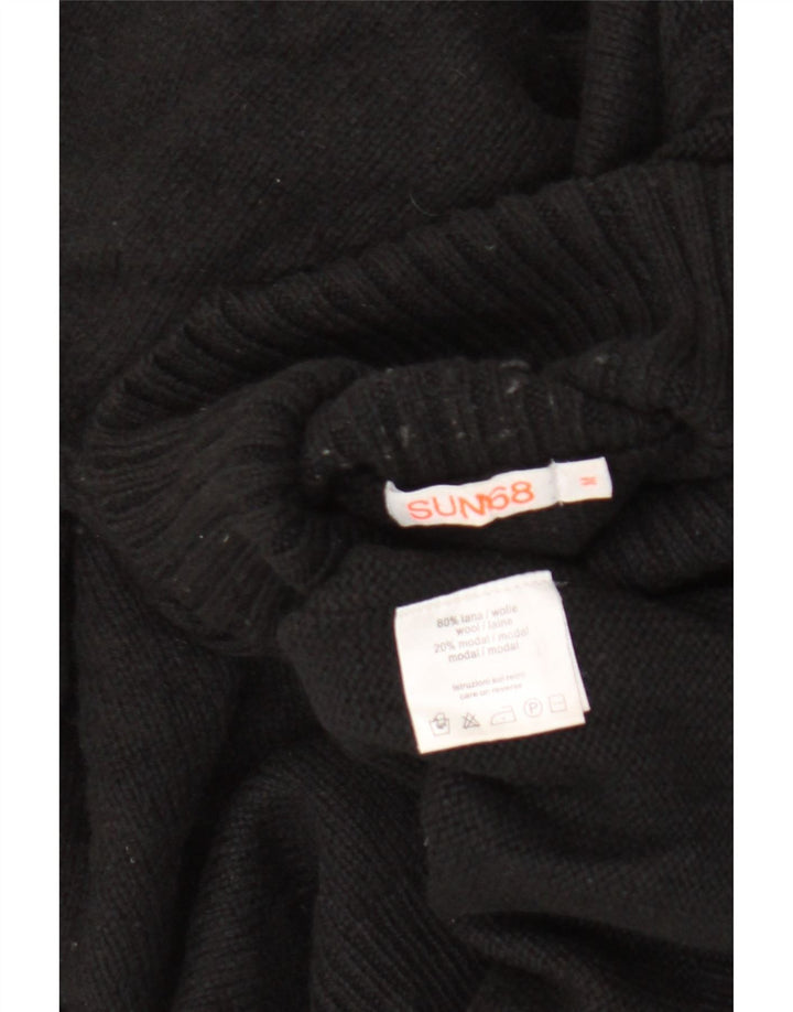 Maglione maglione girocollo da uomo Sun68 in lana nera media