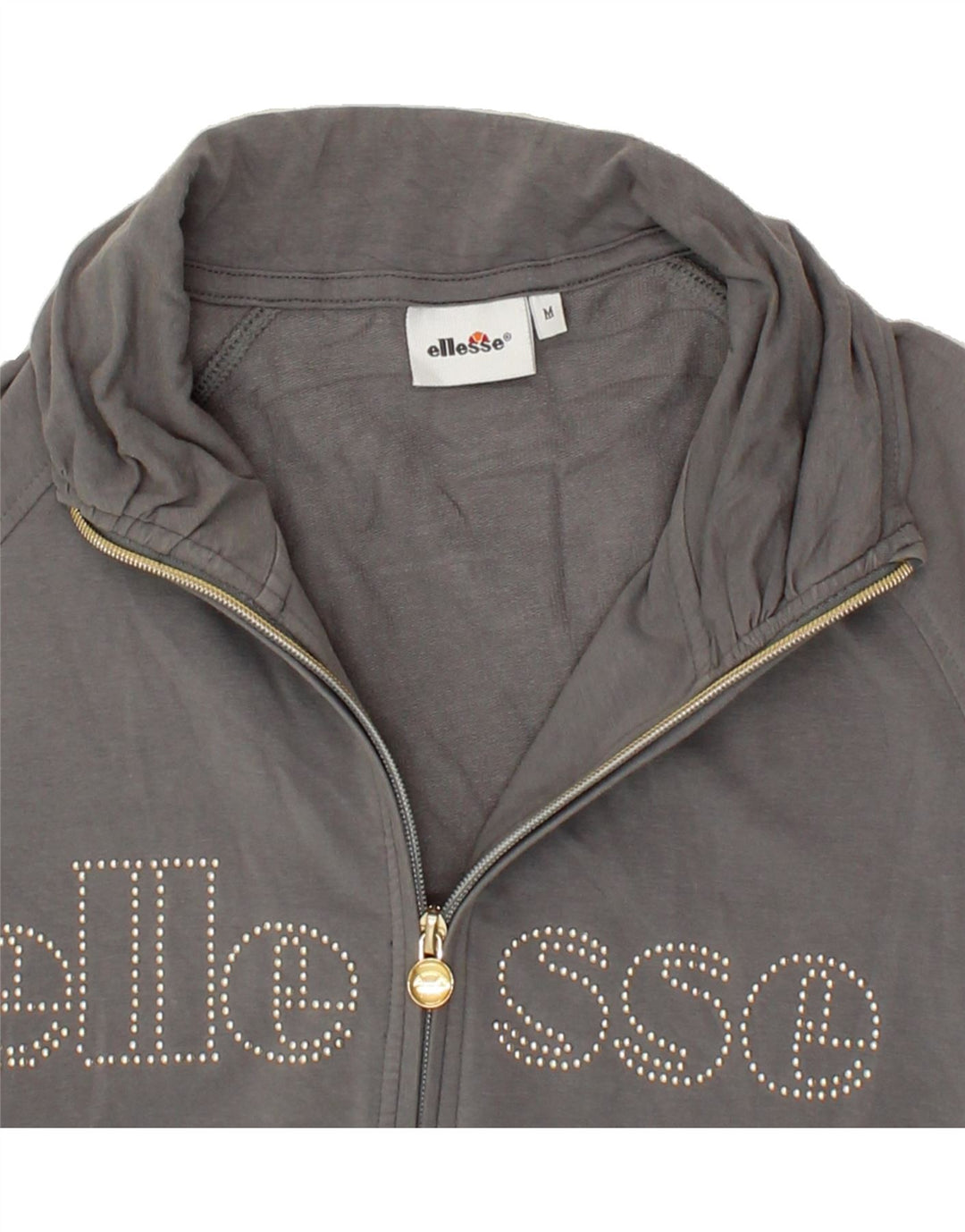 ELLESSE Womens Graphic Tracksuit Top Jacket UK 14 Medium Grey Cotton Vintage Ellesse and Second-Hand Ellesse from Messina Hembry 