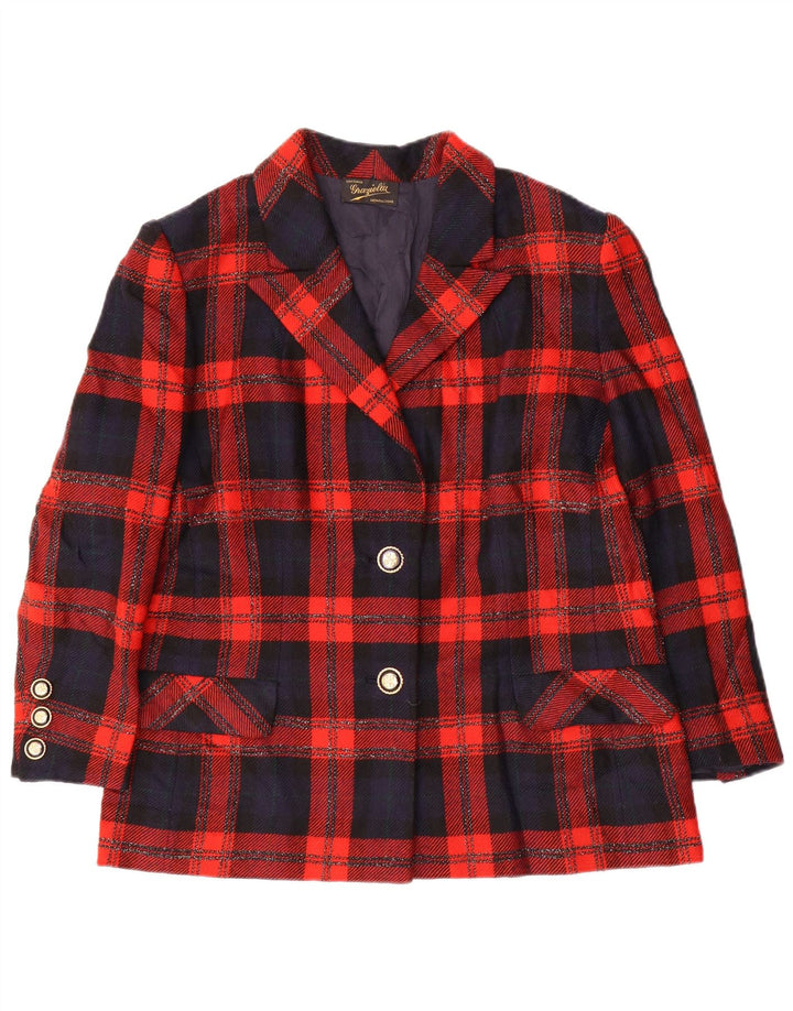 Giacca blazer da donna a 2 bottoni Graziella UK 16 grande quadretto rosso