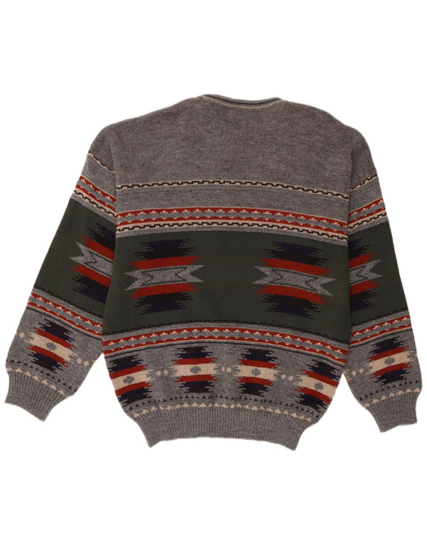 Maglione girocollo da uomo Custom Club, grande acrilico geometrico grigio