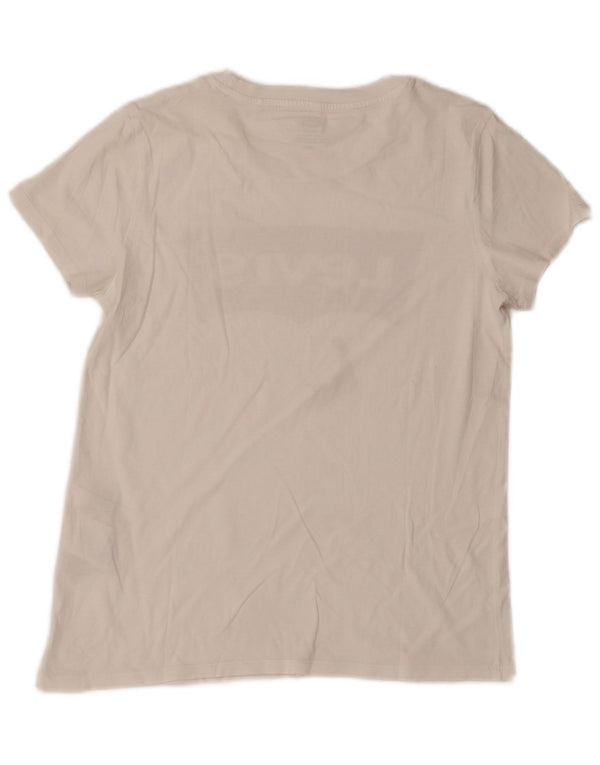 T-shirt grafica da donna Levi's Top UK 10 piccola in cotone bianco