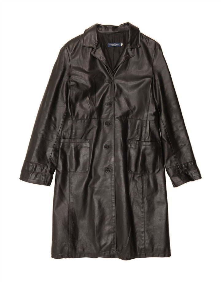 VINTAGE Womens Leather Coat IT 44 Medium Black Leather Vintage Vintage and Second-Hand Vintage from Messina Hembry 