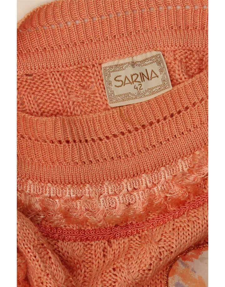 Maglione vintage da donna con scollo a barca con grafica IT 42 Arancione medio