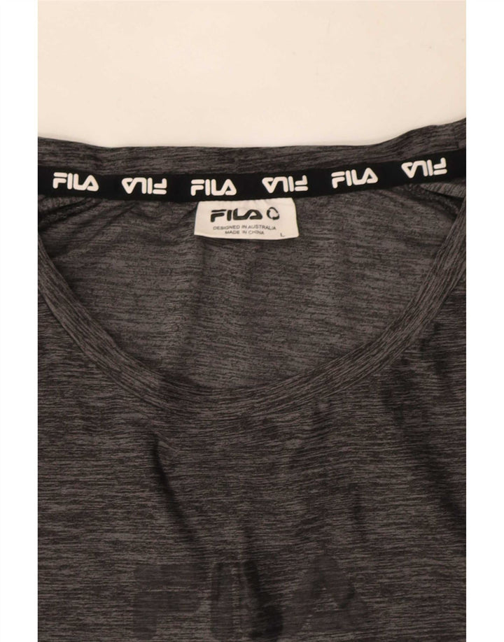 T-shirt da uomo Fila Top Large in poliestere chiazzato grigio
