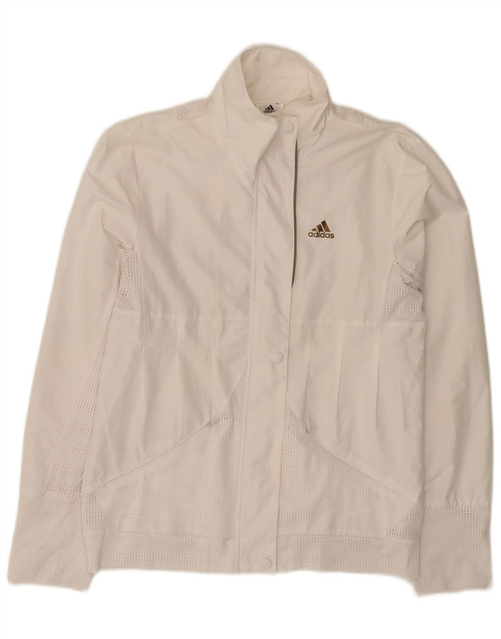 Giacca da tuta da donna Adidas UK 12 poliestere bianco medio