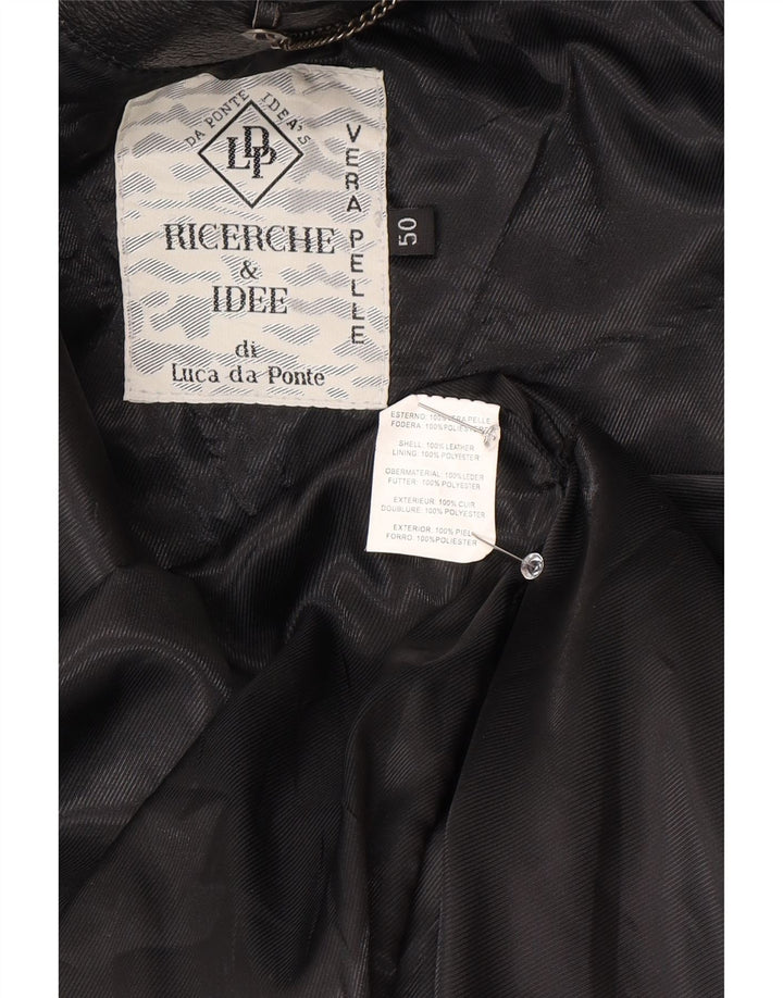 Cappotto oversize in pelle vintage da donna IT 50 XL in pelle nera