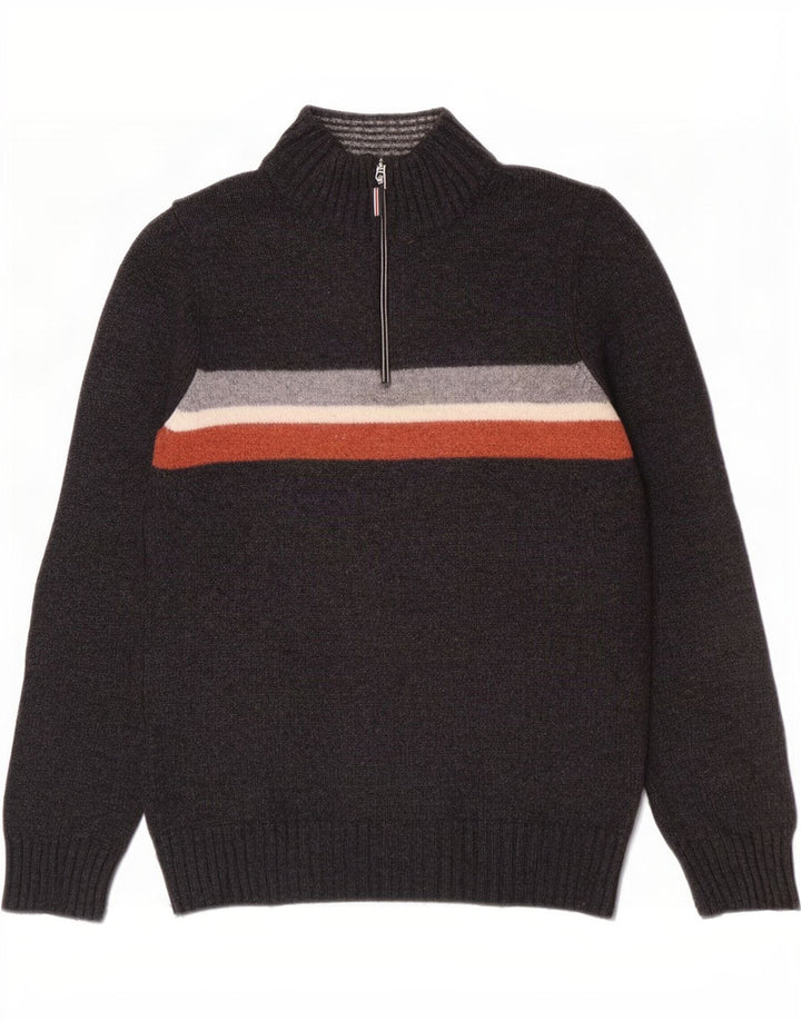 Maglione da uomo Marks & Spencer con collo con zip blu Harbour piccolo grigio