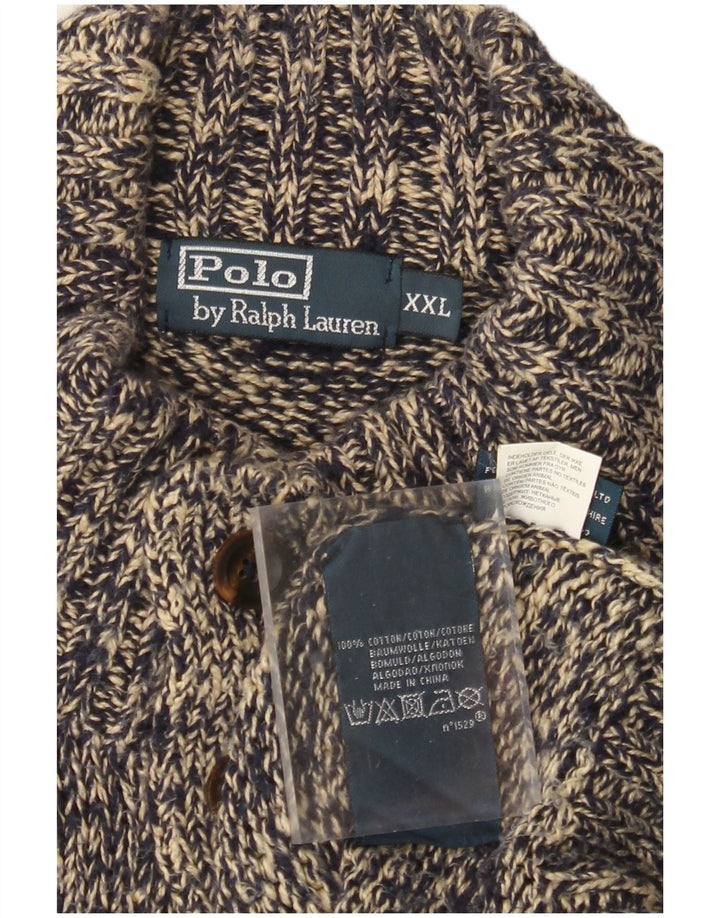 POLO RALPH LAUREN Maglione da uomo con collo a bottoni 2XL Cotone chiazzato grigio