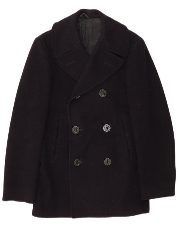 Cappotto da marinaio vintage da uomo UK 34 XS in lana blu navy