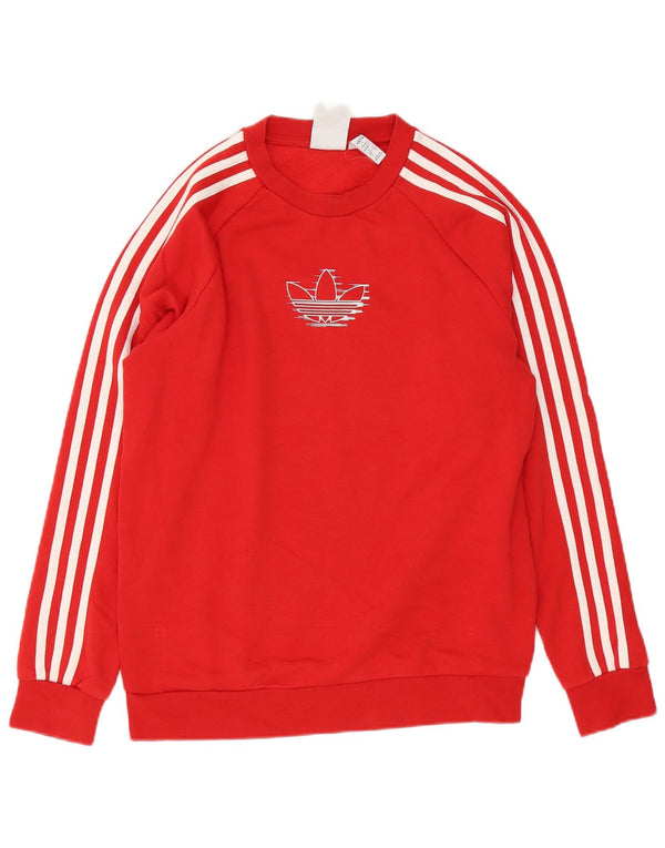 Felpa con grafica Adidas da uomo, piccola, in cotone rosso