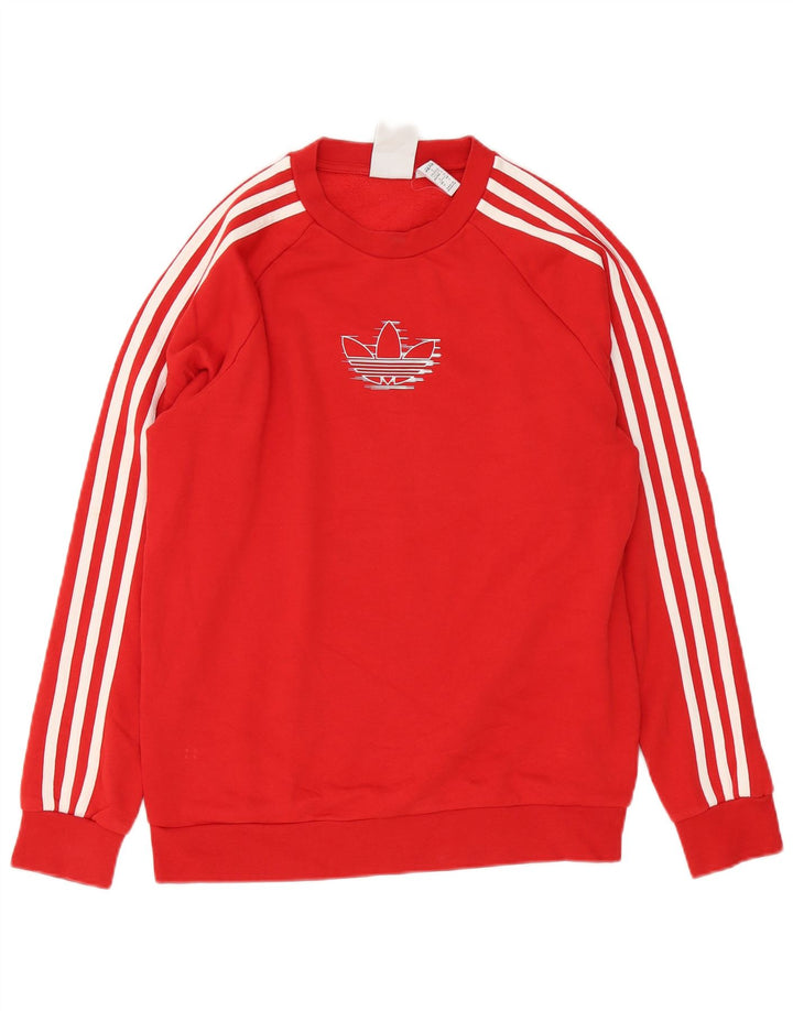 Felpa con grafica Adidas da uomo, piccola, in cotone rosso