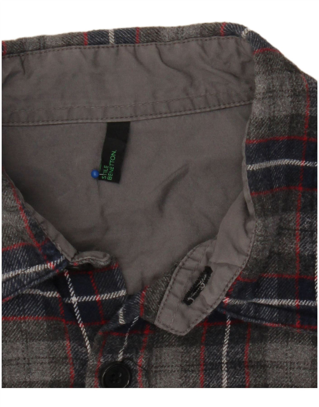 Camicia da uomo in flanella BENETTON a quadri grigio medio