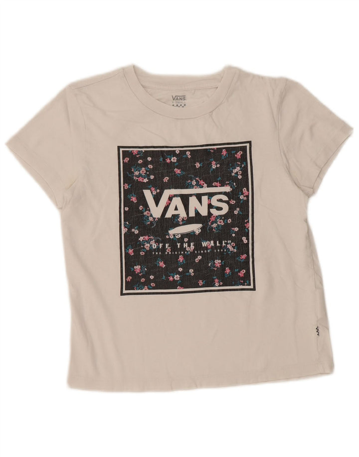 T-shirt grafica corta da donna VANS Top UK 6 XS cotone bianco