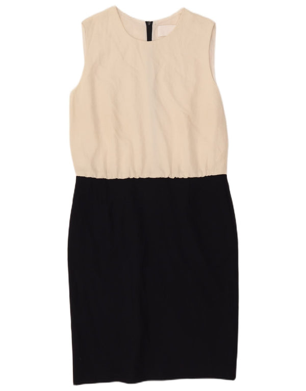 HUGO BOSS Womens Sleeveless Sheath Dress UK 10 Small Navy Blue Colourblock