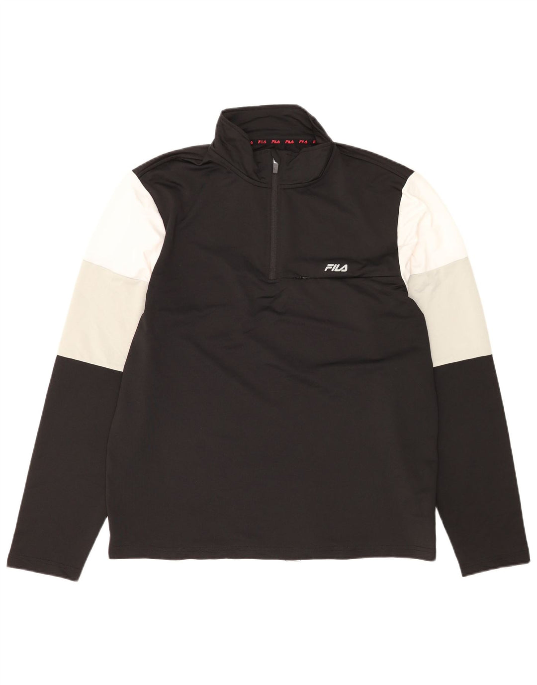 Fila da uomo con zip e collo pullover tuta da ginnastica XL poliestere color block nero