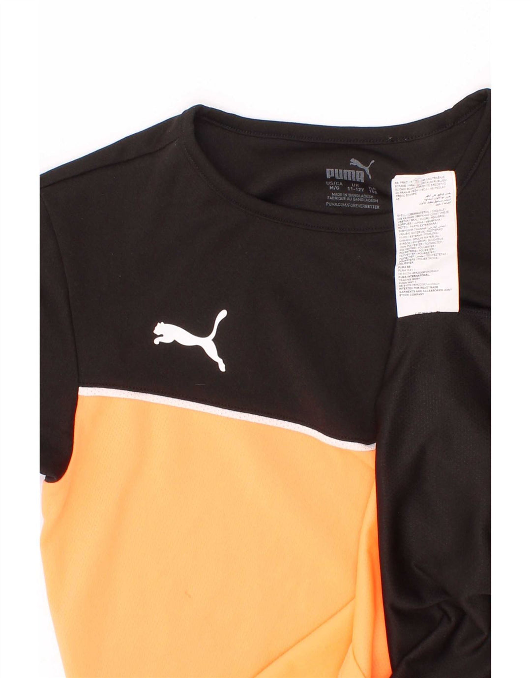 Maglietta Puma da ragazzo, 11-12 anni, in poliestere color block nero