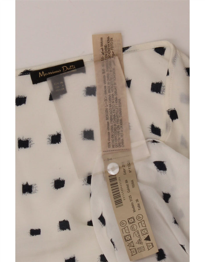 Top camicetta a maniche lunghe da donna Massimo Dutti EU 36 XS bianco maculato