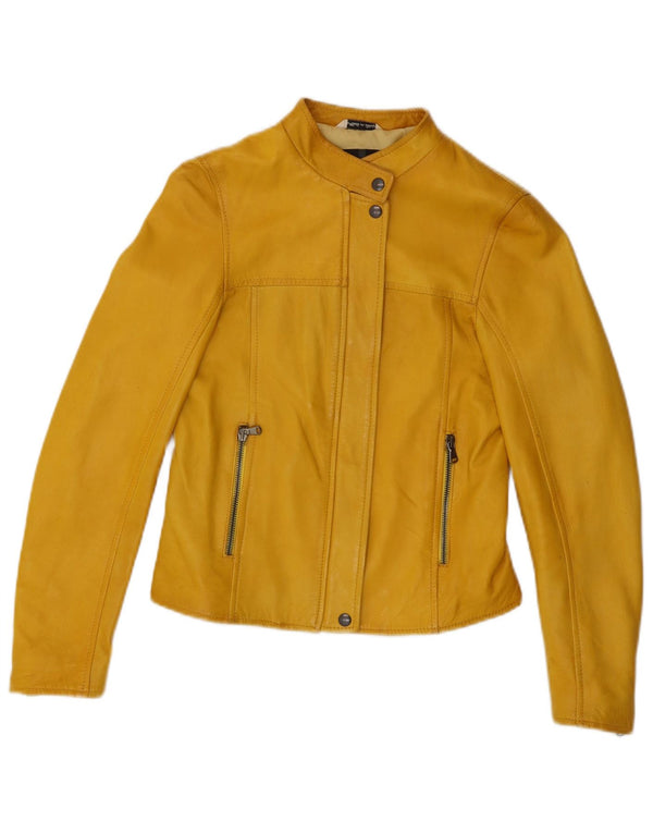 Giacca da motociclista in pelle da donna Bayside IT 44 Pelle gialla media