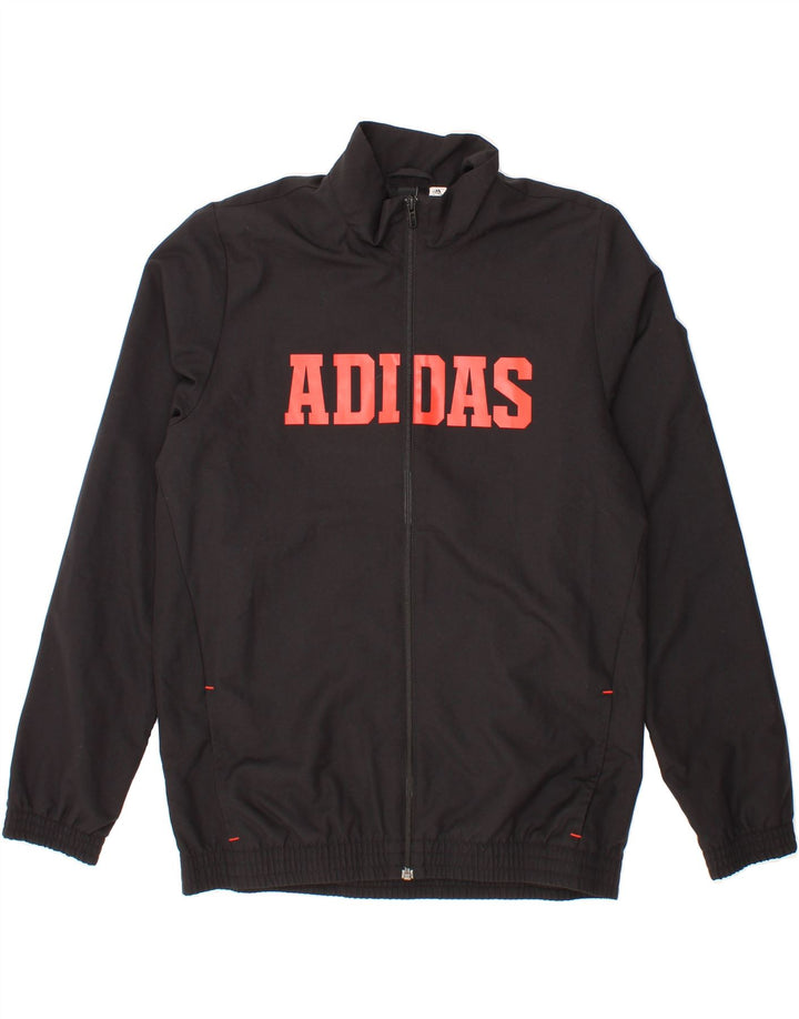 ADIDAS Boys Graphic Tracksuit Top Jacket 15-16 Years Black Polyester Vintage Adidas and Second-Hand Adidas from Messina Hembry 