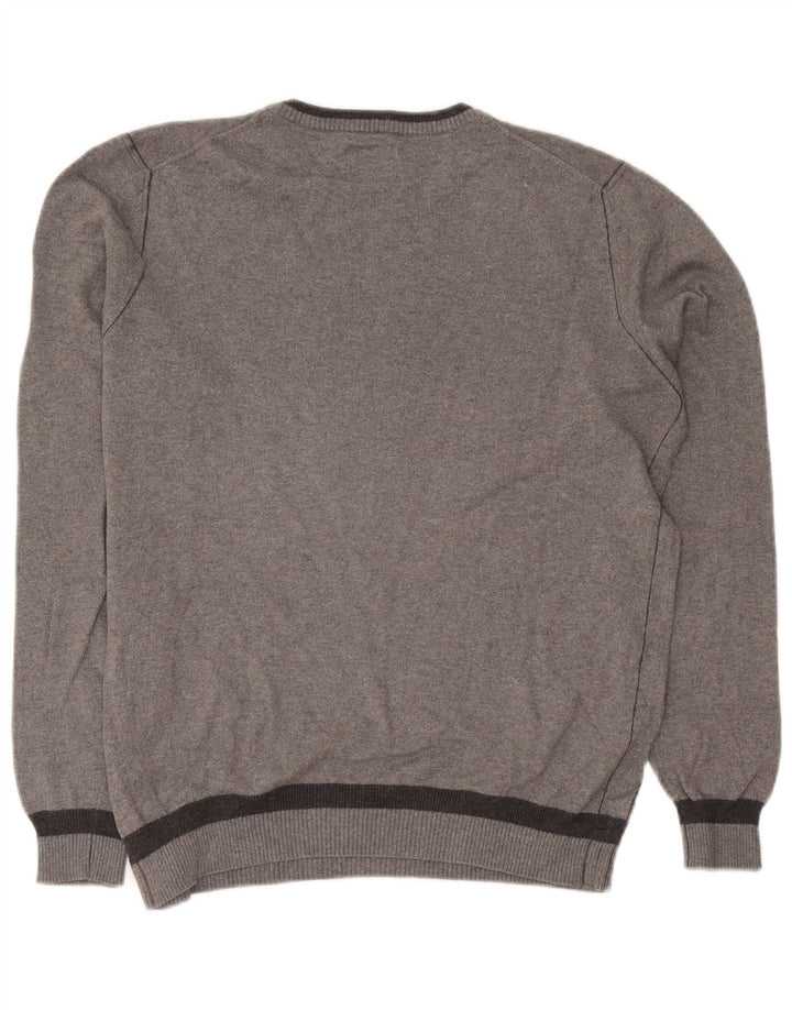Marlboro Classics Maglione girocollo da uomo in cotone piccolo grigio screziato