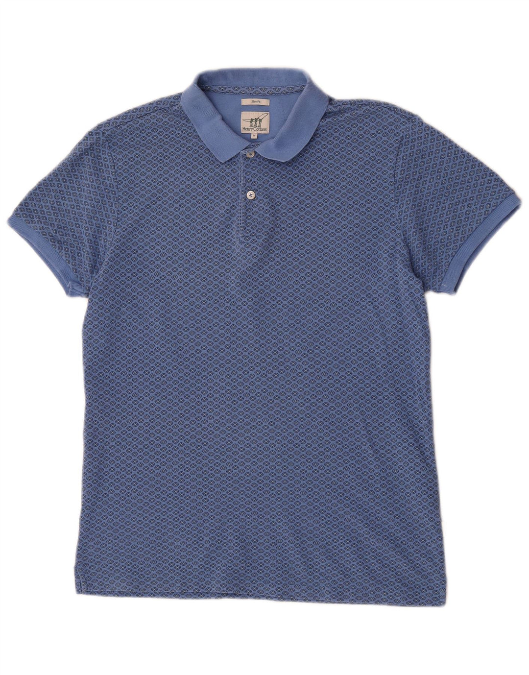Polo da uomo slim fit Henry Cottons blu medio geometrico