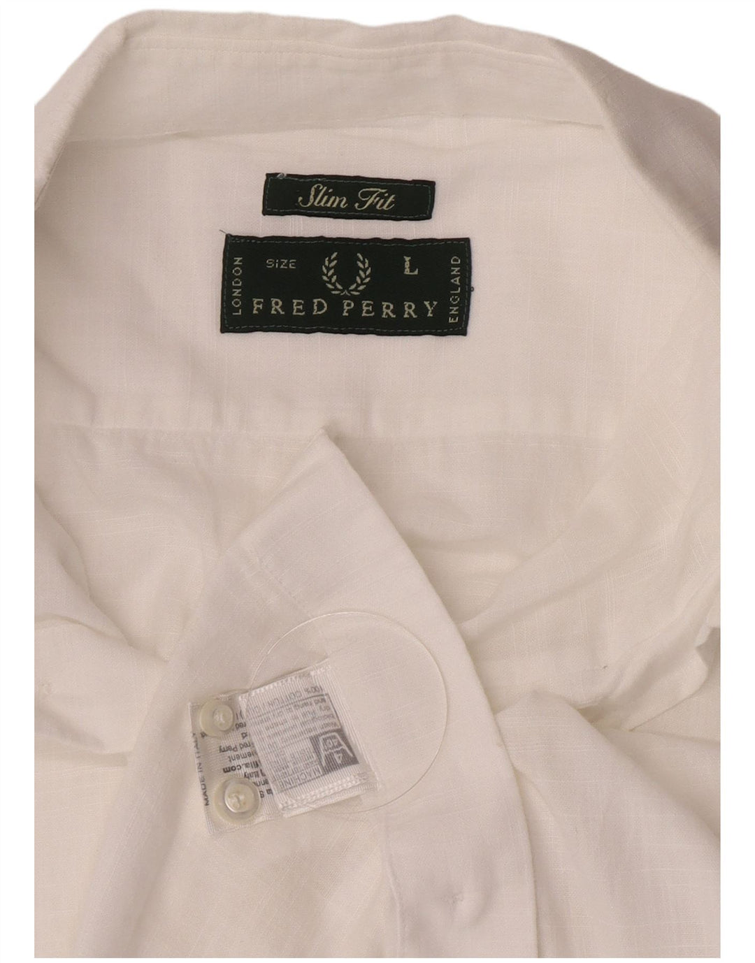 Camicia slim fit da uomo Fred Perry, taglia grande, in cotone bianco