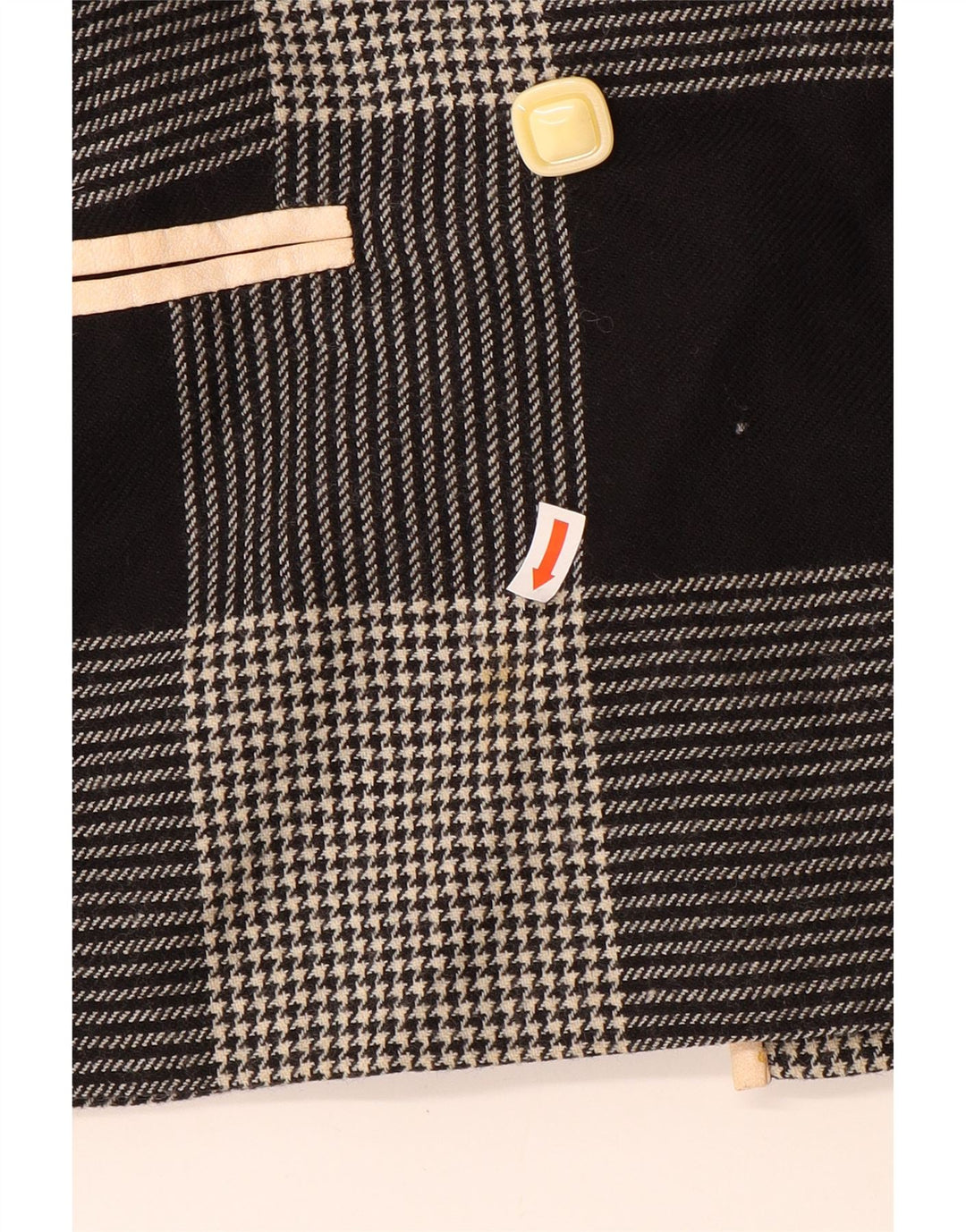 Giacca blazer doppiopetto vintage da donna UK 14 pied de poule medio nero