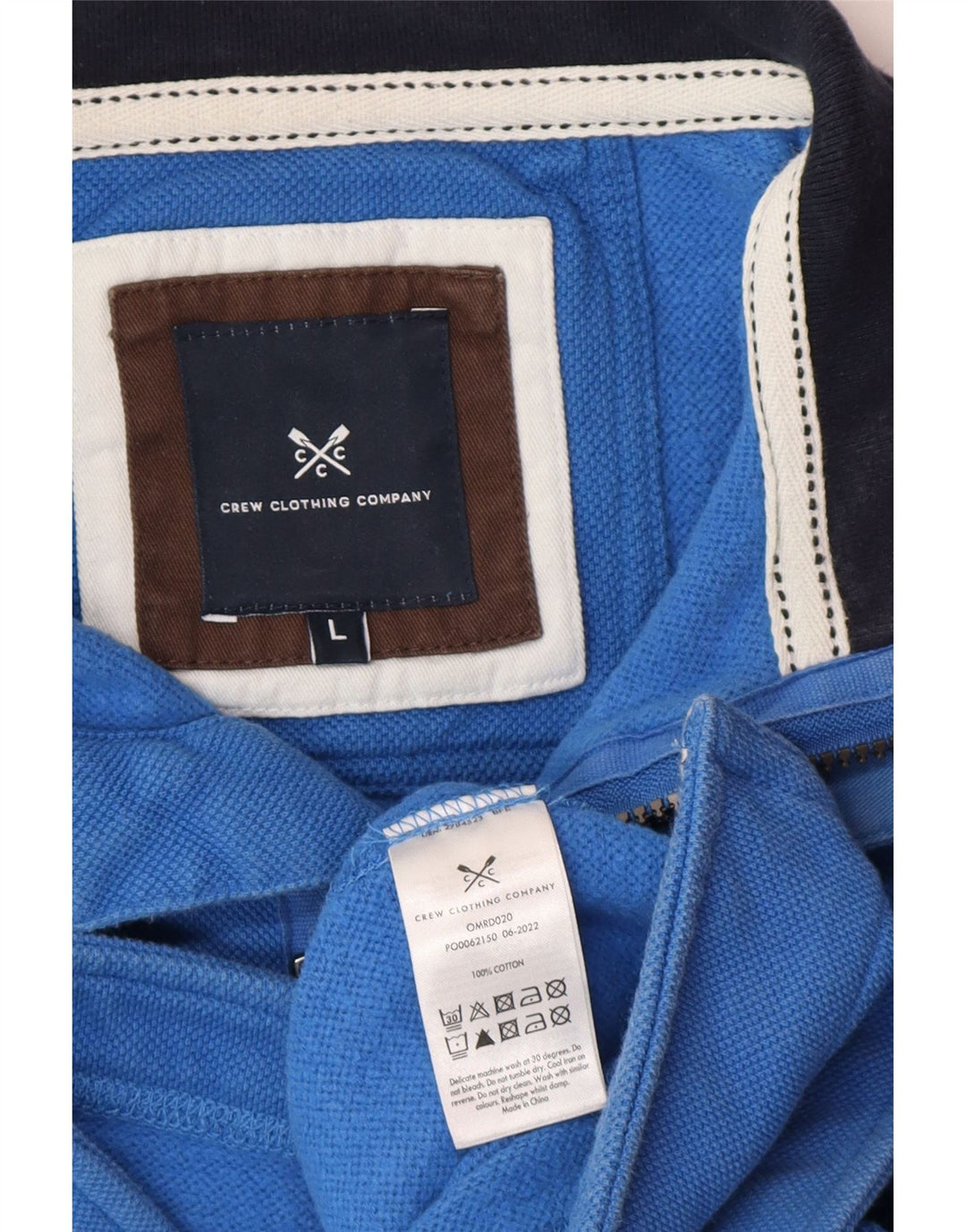 Crew Clothing Felpa da uomo con collo con zip, maglione grande, cotone blu