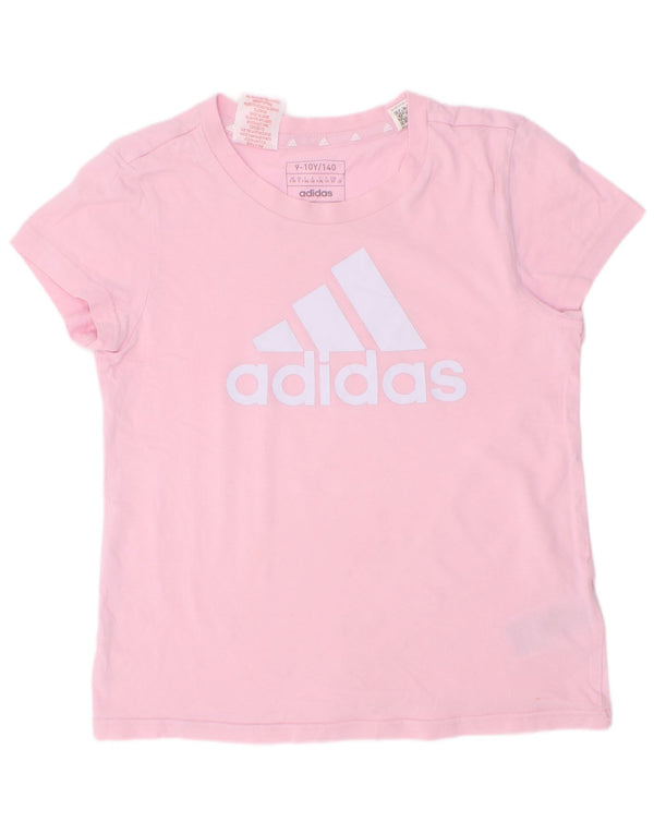 Maglietta grafica Adidas per bambina 9-10 anni in cotone rosa