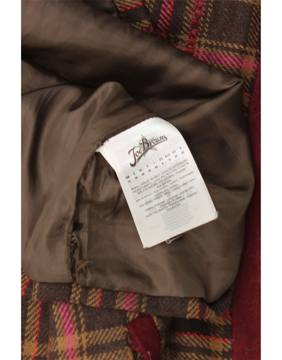 JOE BROWNS Minigonna da donna UK 12 Media W32 Acrilico a quadri marrone