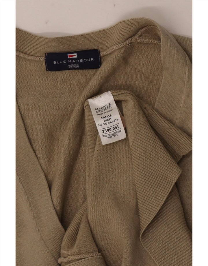 Maglione cardigan blu Harbour da uomo Marks & Spencer piccolo acrilico beige