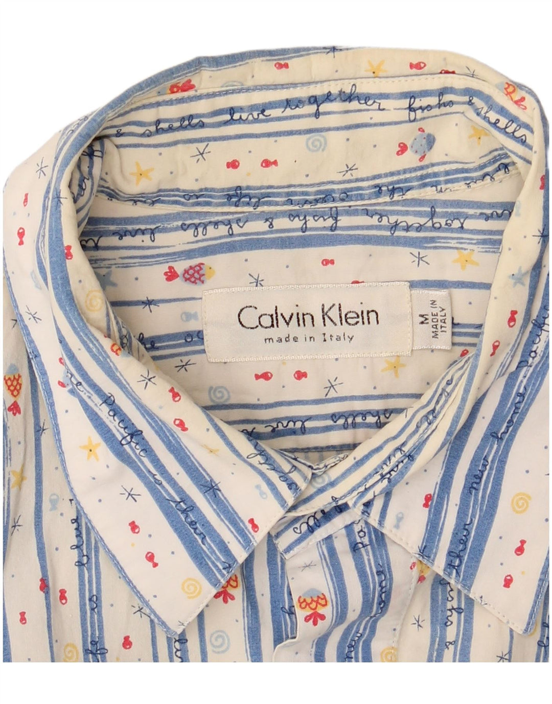 Camicia a maniche corte da uomo Calvin Klein in cotone a righe bianche medie