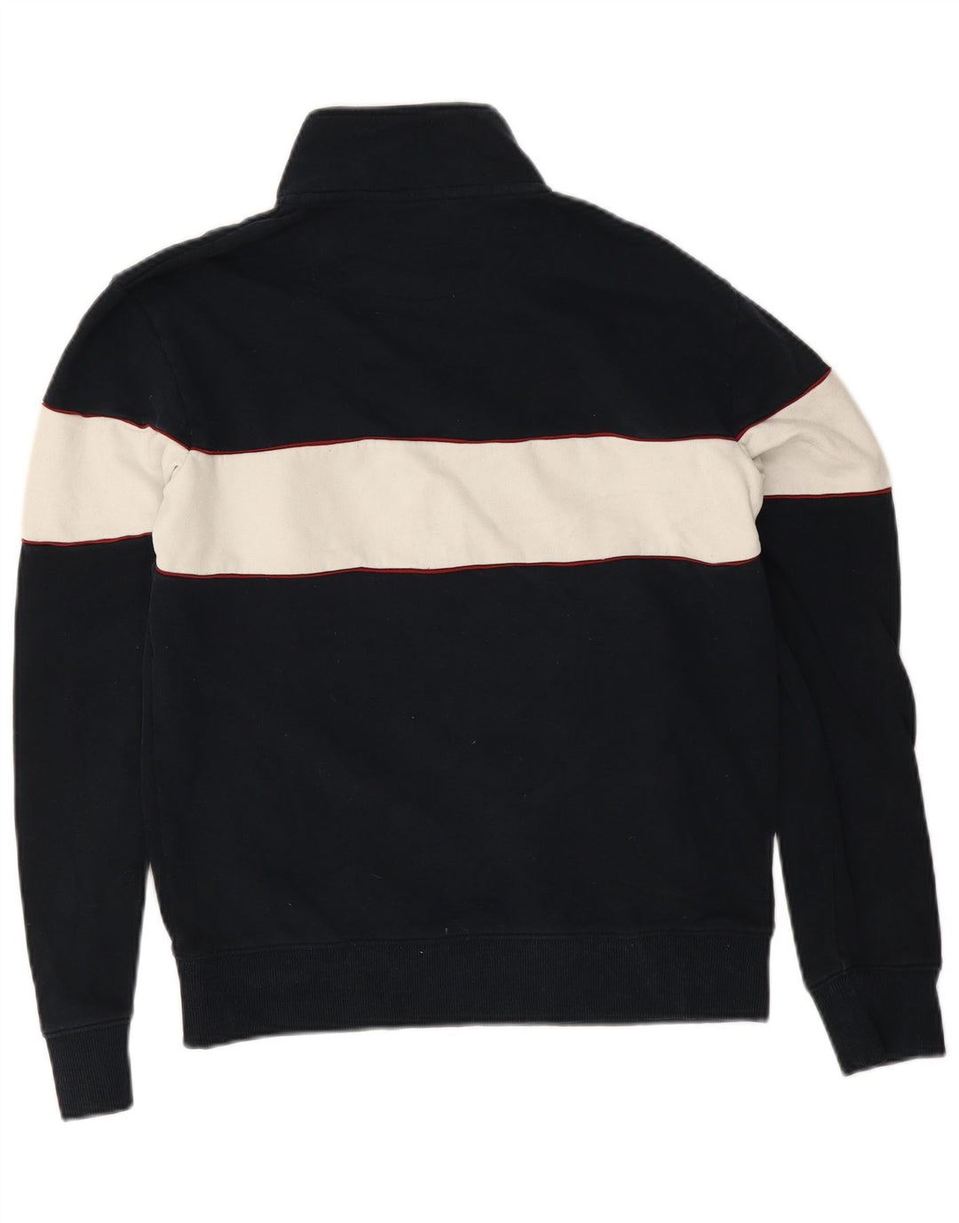 Felpa da uomo Marks & Spencer con zip e collo, maglione piccolo blu navy color block