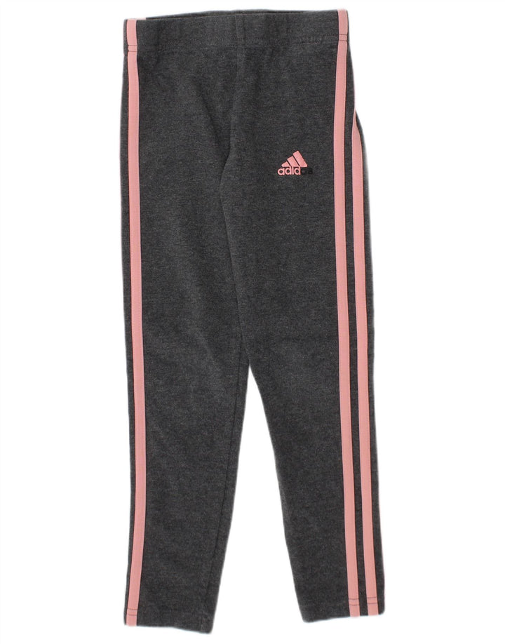 Leggings Adidas Bambina 5-6 Anni Cotone Grigio