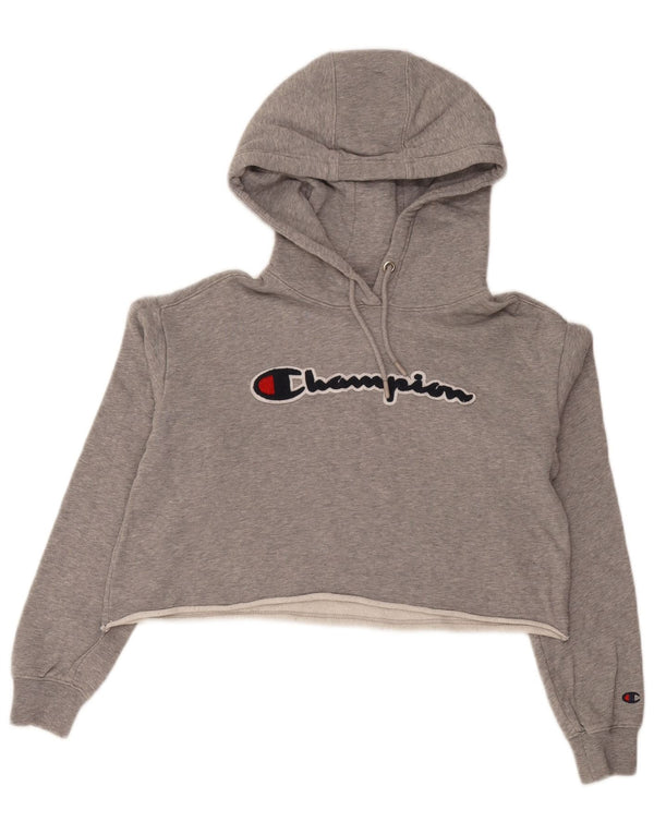 Maglione corto con cappuccio oversize da donna Champion UK 10 piccolo grigio chiazzato