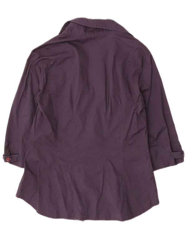 Camicia a maniche 3/4 da donna Benetton UK 12 cotone blu navy medio