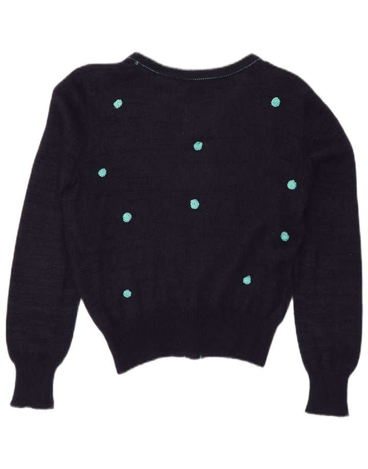 GIUSI SLAVIERO Maglia Cardigan Donna IT 42 Medio Blu Navy Maculato