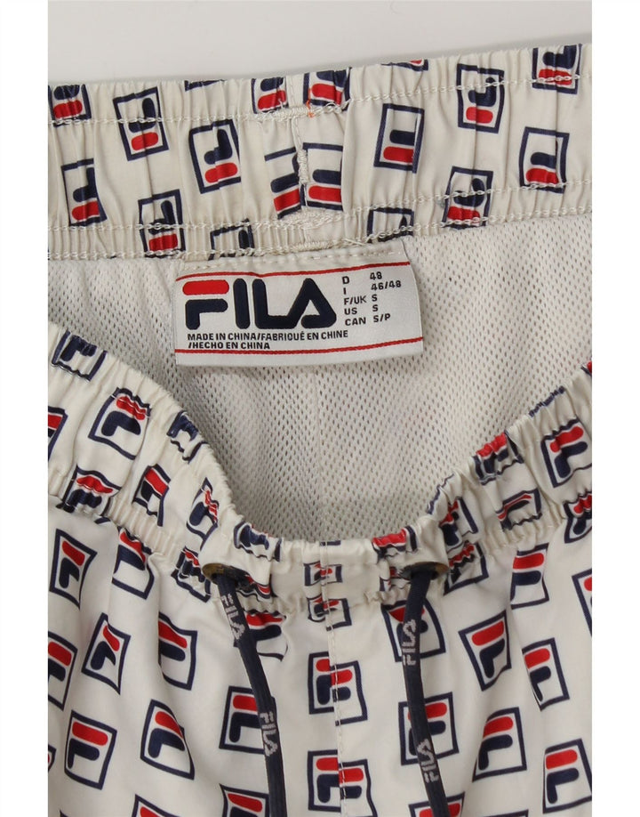 Pantaloncini da bagno grafici da uomo FILA piccoli in poliestere bianco