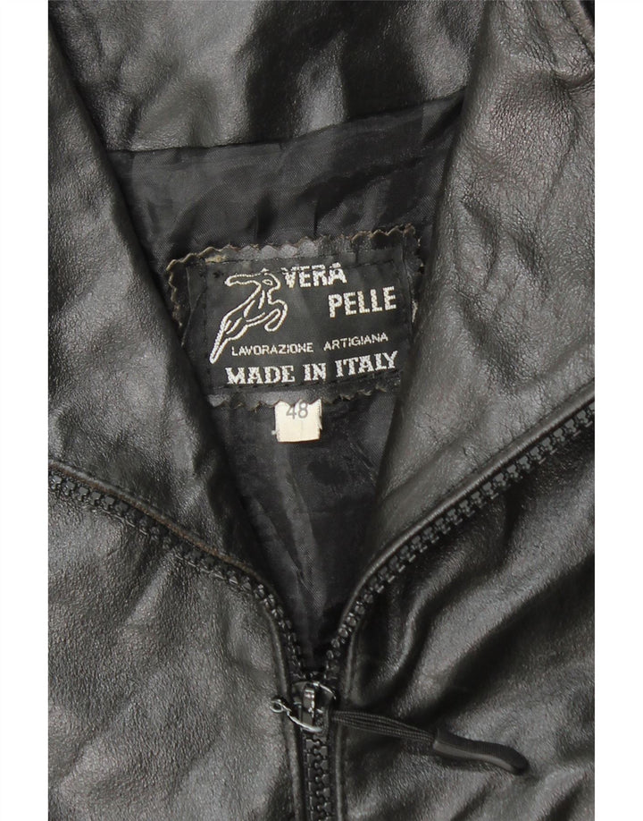 Cappotto in Pelle Donna VINTAGE IT 48 XL Pelle Nera