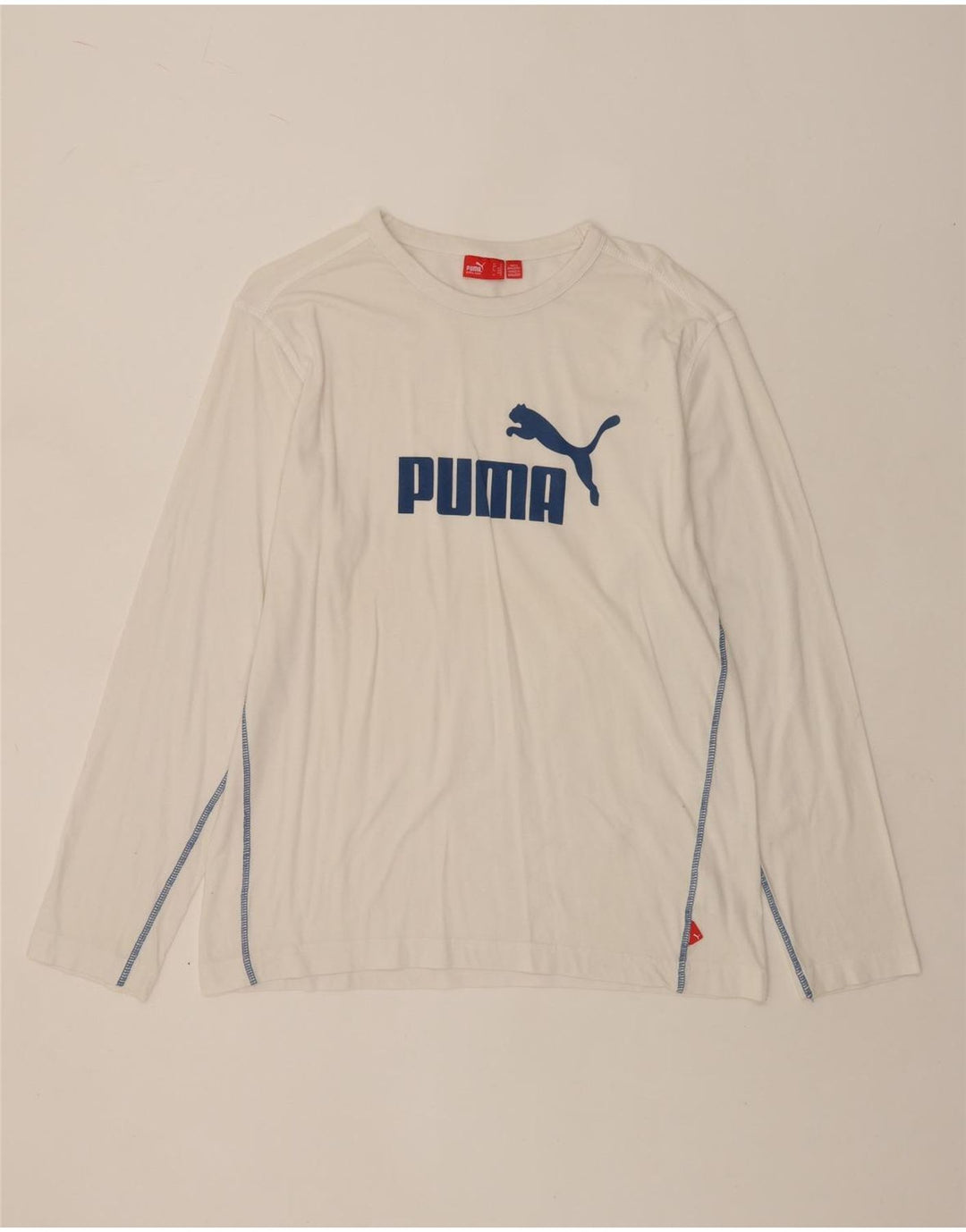 PUMA Top grafico da uomo a maniche lunghe in cotone bianco medio